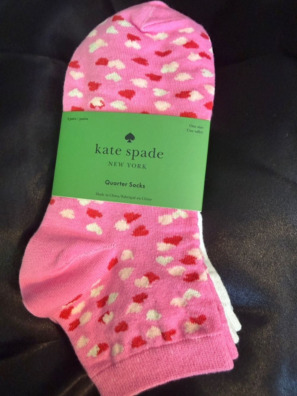 kate spade Pink Ankle Socks with Red and White Hearts
